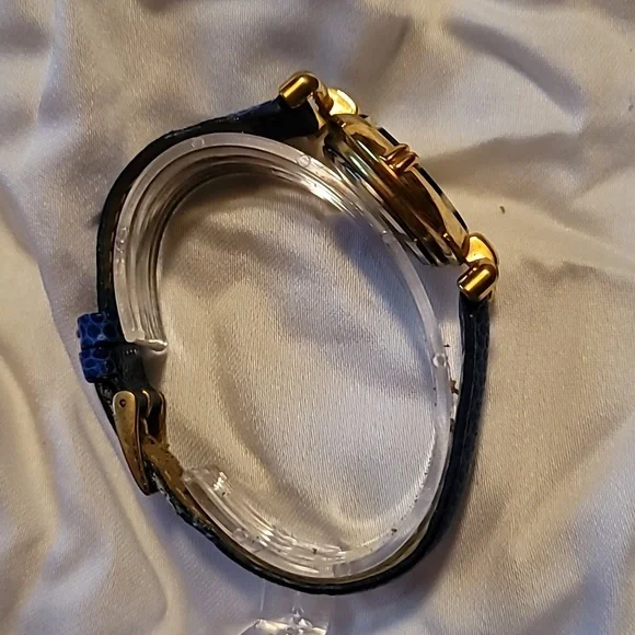 Murano Glass Millefiori Luxury Goldtone Women's Watch with Blue Leather Band